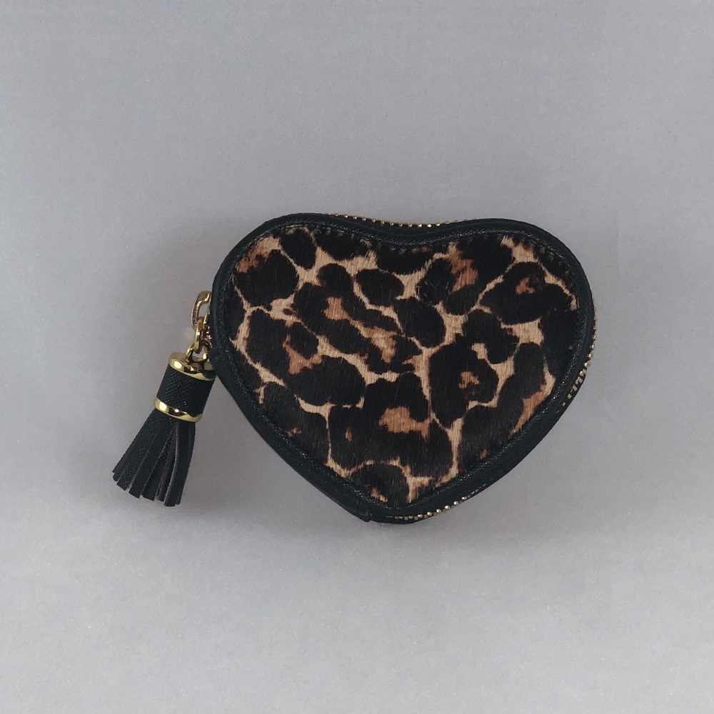 NEIMAN MARCUS Faux Fur Leopard Change Purse/Wallet